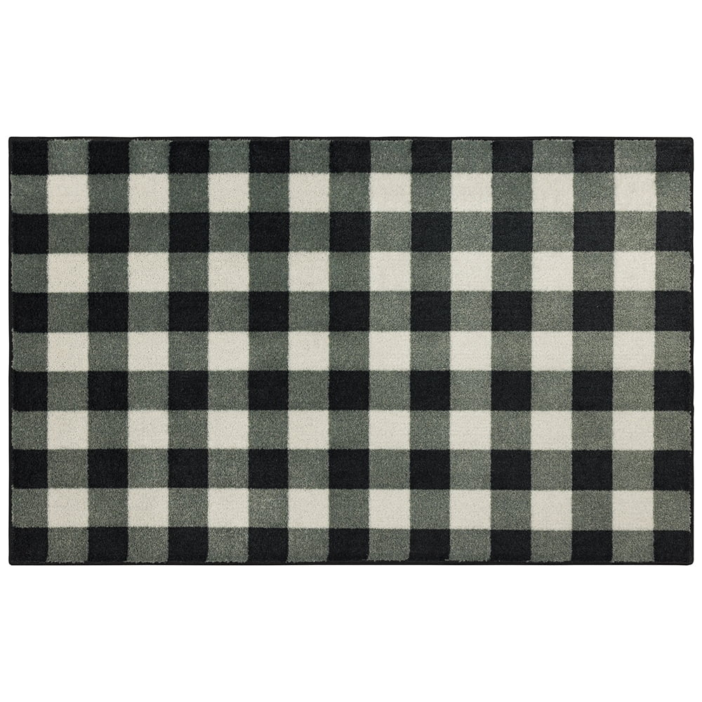 Mohawk Home Black Buffalo Check , Area Rug,Black, 2' 6" X 4' 2