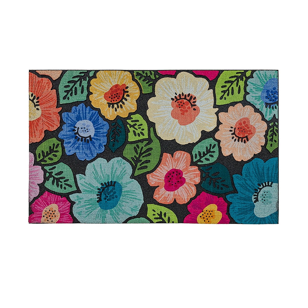 Blooms Around Multicolor Floral Outdoor Rubber Door Mat