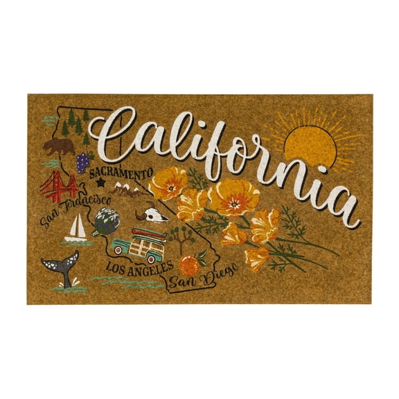 Mohawk Home California Indoor/Outdoor All Weather Polyester Rubber Backed Rectangle Doormat, Tan, 18" x 30"