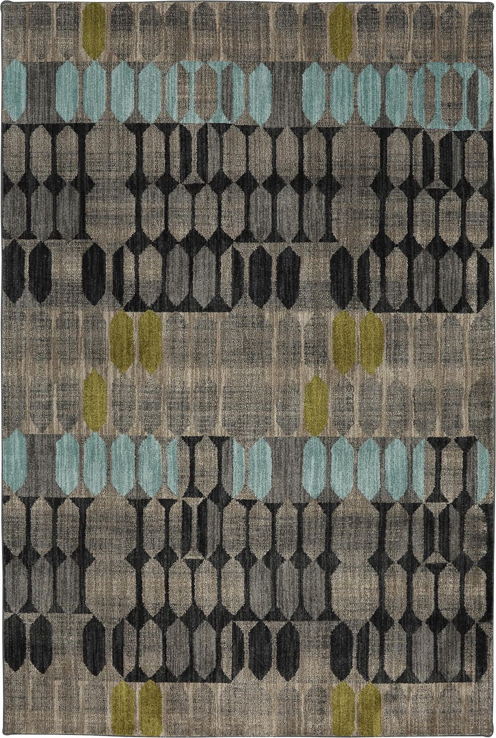 Gray and Black Geometric Polyester Area Rug, 9'6" x 12'11"