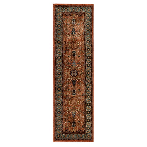 Mohawk Home Celine Low pile Durable Latex Backed Stain/Fade Resistant Recycled Polyester Area Rug, Burnt Sienna, 2' x 7'