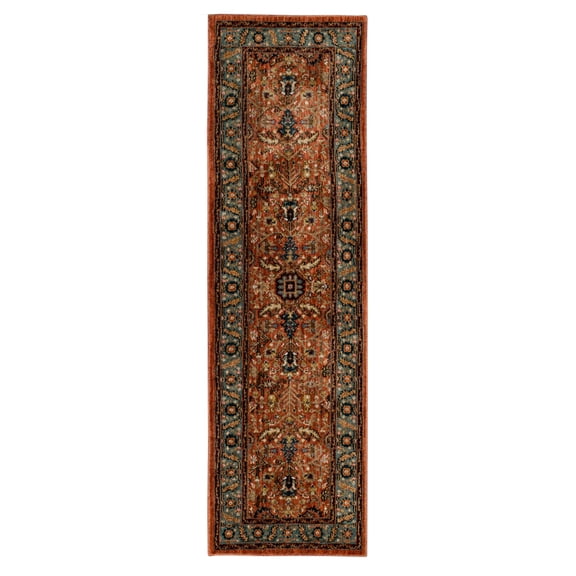 Mohawk Home Celine Low pile Durable Latex Backed Stain/Fade Resistant Recycled Polyester Area Rug, Burnt Sienna, 2' x 7'