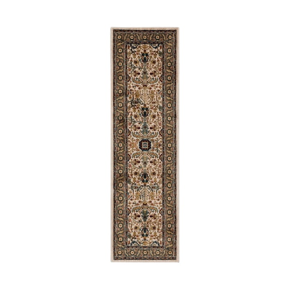 Mohawk Home Celine Low pile Durable Latex Backed Stain/Fade Resistant Recycled Polyester Area Rug, Linen, 2' x 7'