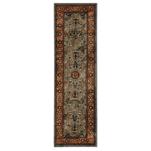 Mohawk Home Celine Low pile Durable Latex Backed Stain/Fade Resistant Recycled Polyester Area Rug, Verdigris, 2' x 7'