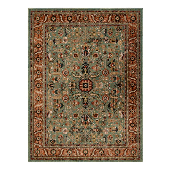 Mohawk Home Celine Low pile Durable Latex Backed Stain/Fade Resistant Recycled Polyester Area Rug, Verdigris, 5' 2" x 7'
