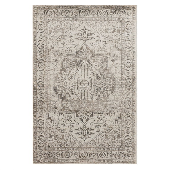 Mohawk Home Chastain Low Pile Latex Backed Stain and Fade Resistant Ornamental Gray Indoor Area Rug, 3'11" X 6'