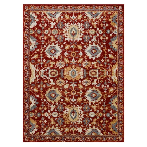 Mohawk Home Chortai Low Pile Latex Backed Stain and Fade Resistant Ornamental Red Indoor Area Rug, 1' 9" X 3'