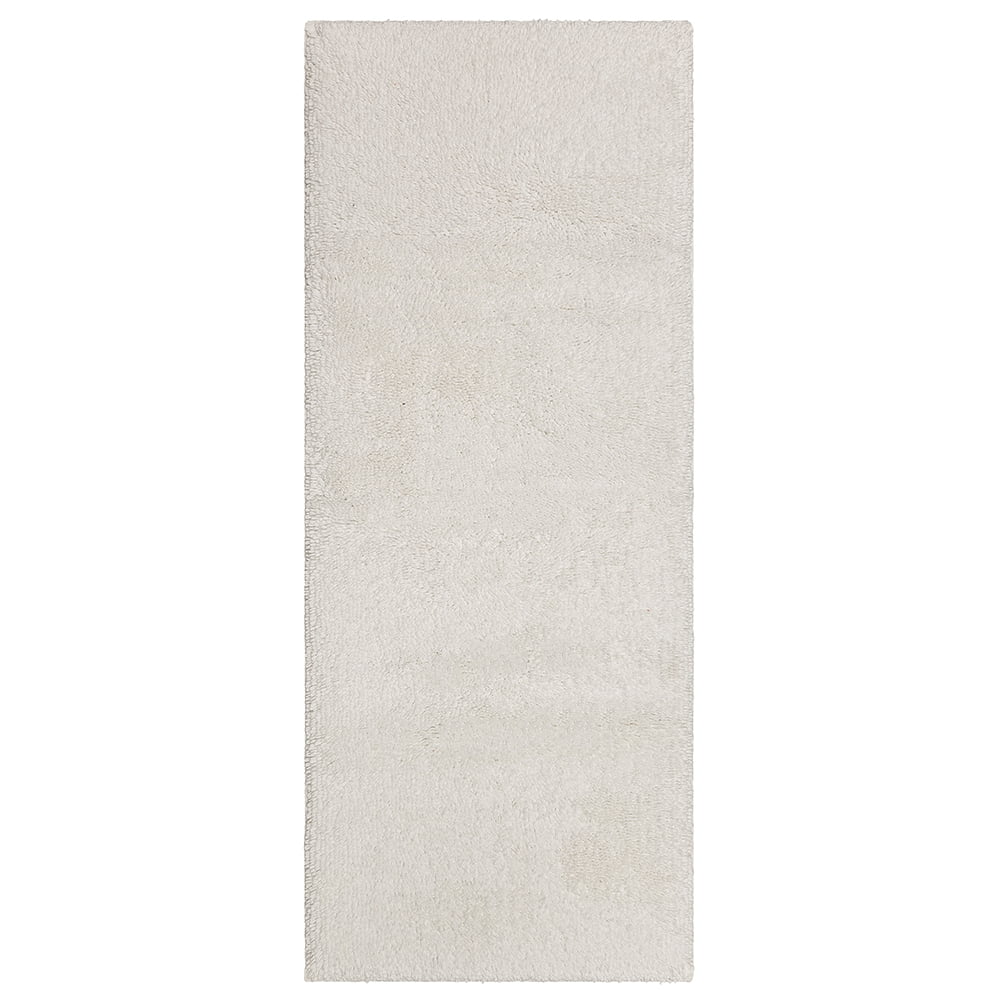 Classic White Cotton Runner Bath Mat with Non-Slip Backing