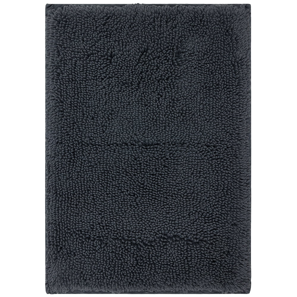 Mohawk Home Classic Cotton Plush Stain/Fade Resistant Non-Slip Washable Bath Mat, Charcoal, 1' 5" X 2'