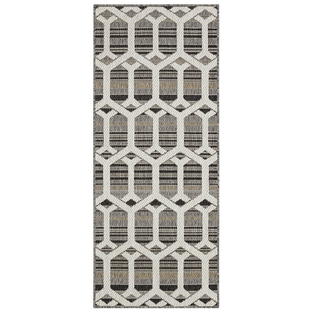 Mohawk Home Clemente Geo Outdoor Area Rug, Dark Grey, 2' 6" x 6'