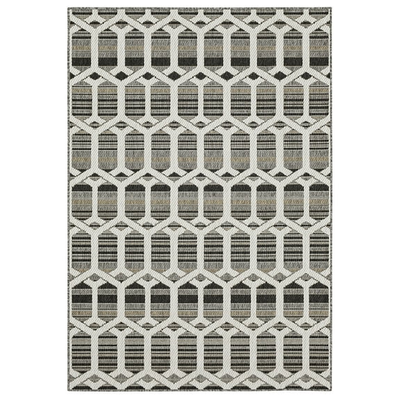 Mohawk Home Clemente Geo Outdoor Area Rug, Dark Grey, 8' x 10'