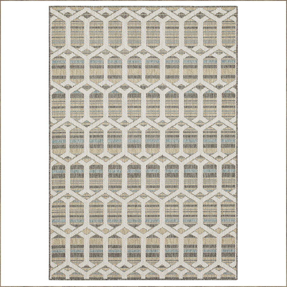 Mohawk Home Clemente Geo Outdoor Area Rug, Light Grey, 5' 3" x 7' 6"