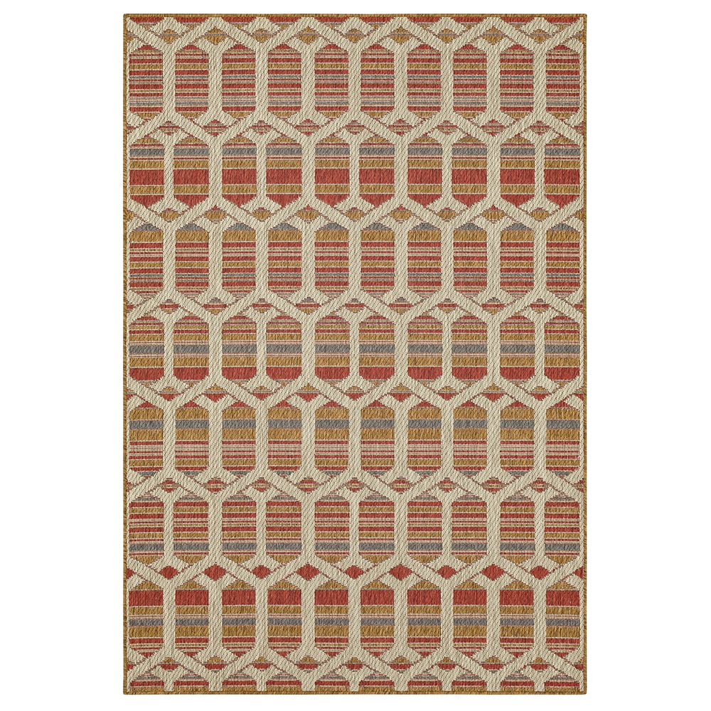 Mohawk Home Clemente Geo Outdoor Area Rug, Rust, 5' 3" x 7' 6"