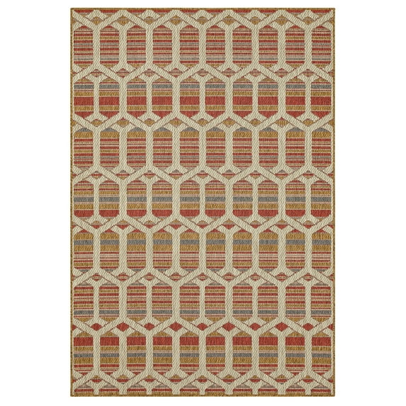 Mohawk Home Clemente Geo Outdoor Area Rug, Rust, 5' 3" x 7' 6"