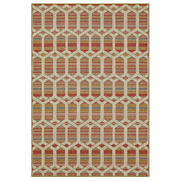Mohawk Home Clemente Geo Outdoor Area Rug, Rust, 8' x 10'
