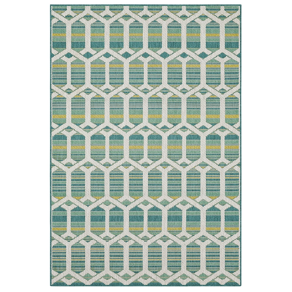 Mohawk Home Clemente Geo Outdoor Area Rug, Teal, 10' x 13'