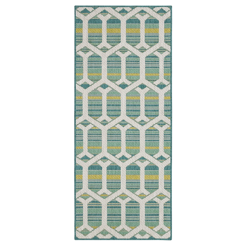 Mohawk Home Clemente Geo Outdoor Area Rug, Teal, 2' 6" x 6'
