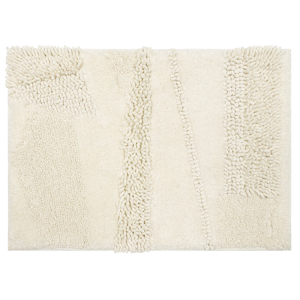 Composition Cotton Color Block Bath Rug - Parchment, 24 x 60 in