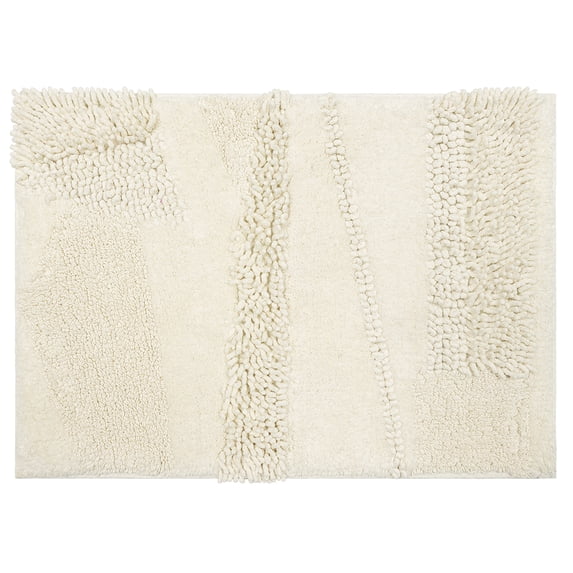Mohawk Home Plush Cotton Fade/Stain Resistant Non-slip Machine Washable Bath Mat, Parchment, 2' x 5'