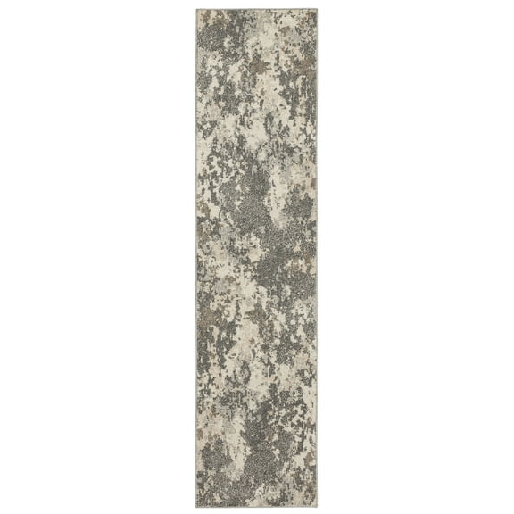 Mohawk Home Cursinu Low Pile Latex Backed Stain and Fade Resistant Abstract Gray Indoor Area Rug, 1' 11" X 8'