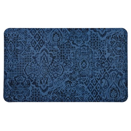 Mohawk Home Damask Nouveau Blue Dri-Pro Deluxe Cushion Mat, 1' 8" x 3' 6"