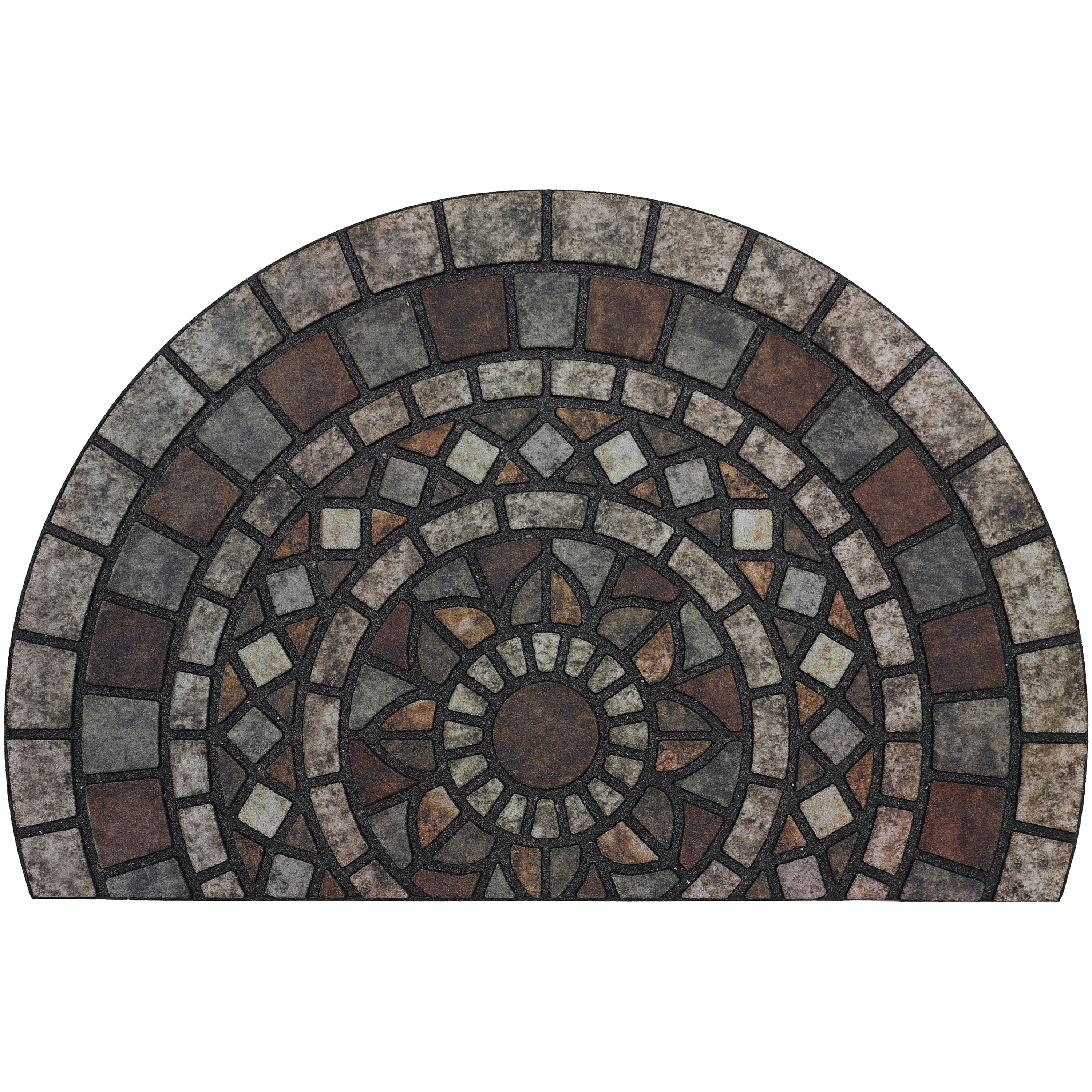 Mohawk Home Doorscapes Estate Mat Mosaic Mythos Stone Slice Mat Scatter, 1'11"x2'11", Brown & Grey