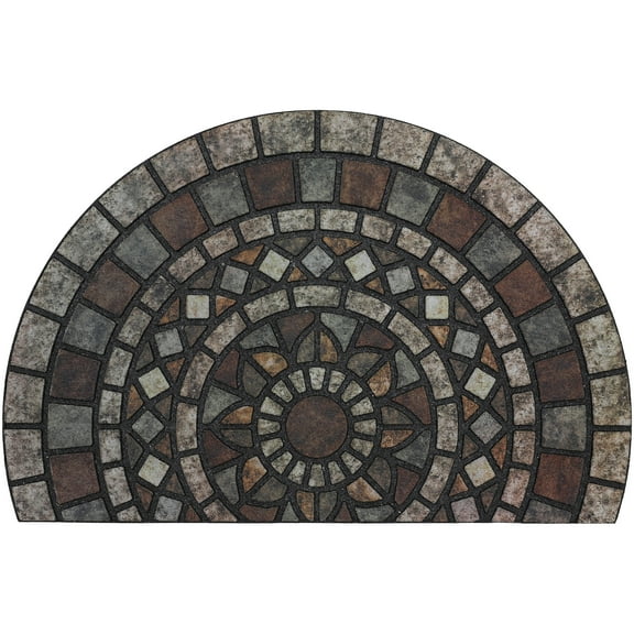 Mohawk Home Doorscapes Estate Mat Mosaic Mythos Stone Slice Mat Scatter, 1'11"x2'11", Brown & Grey