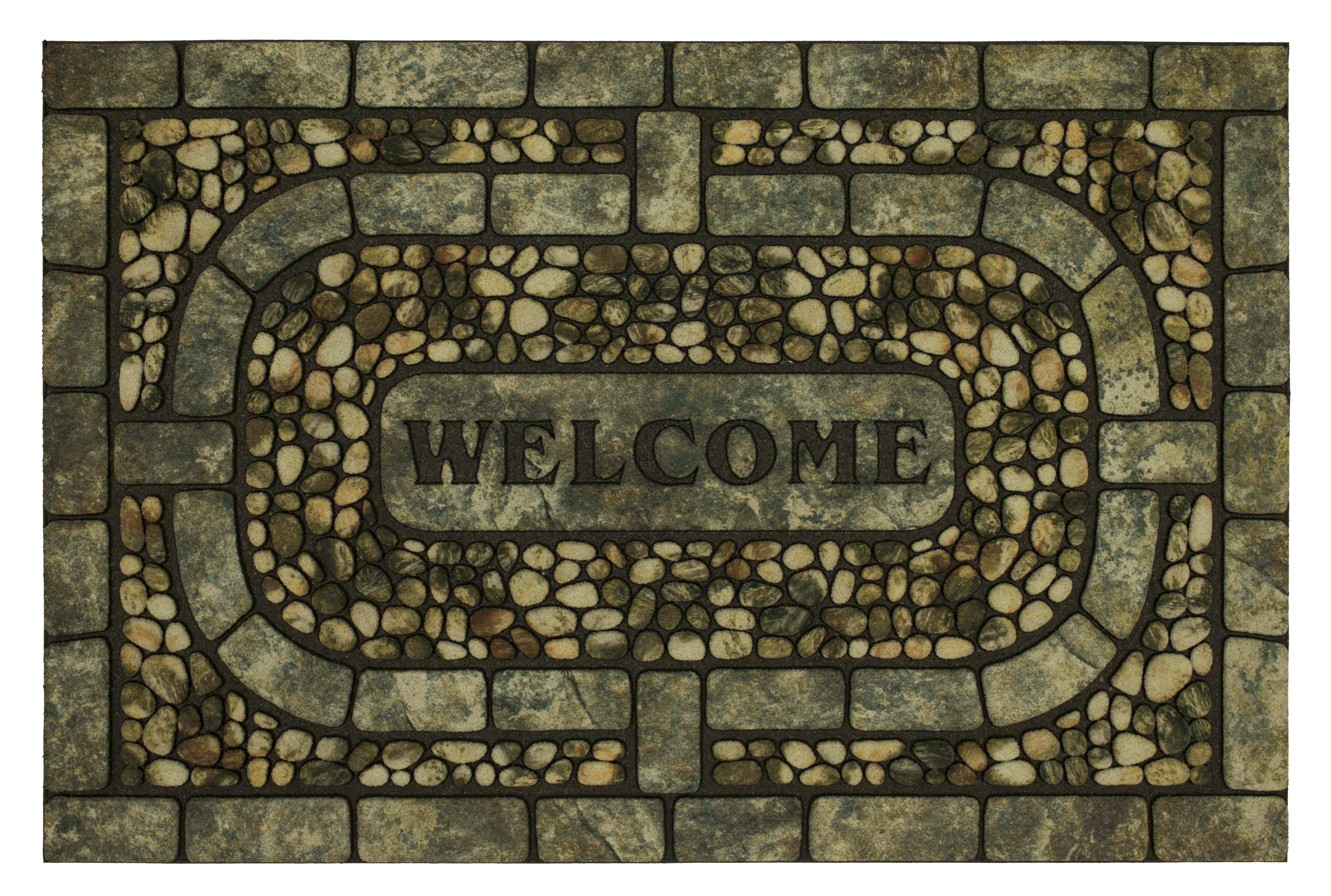 Pebble Design Gray Recycled Rubber Outdoor Welcome Mat