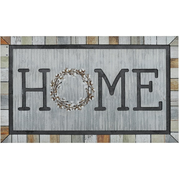 Mohawk Home Doorscapes Mat Homestead Wreath Tin Mat Scatter, 1'6"x2'6", Grey