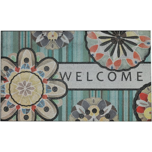 Mohawk Home Doorscapes Mat Playful Medallion Welcome Mat Scatter, 1'6"x2'6", Blue