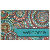 Mohawk Home Doorscapes Mat Welcome Bohemian Kingdom Mat Scatter, 1'6"x2'6", Teal & Orange