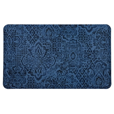 Mohawk Home Dri-Pro Cushion Kitchen Mat, Damask Nouveau, Blue, 1' 6" X 2' 6"