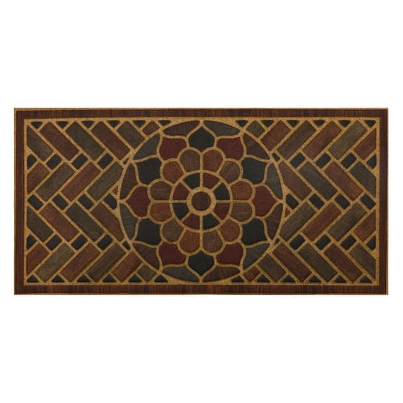Mohawk Home Entry Recycled Rubber Non-Slip Indoor Outdoor Stoney Medallion Bark Oversize Doormat, 2' X 4'