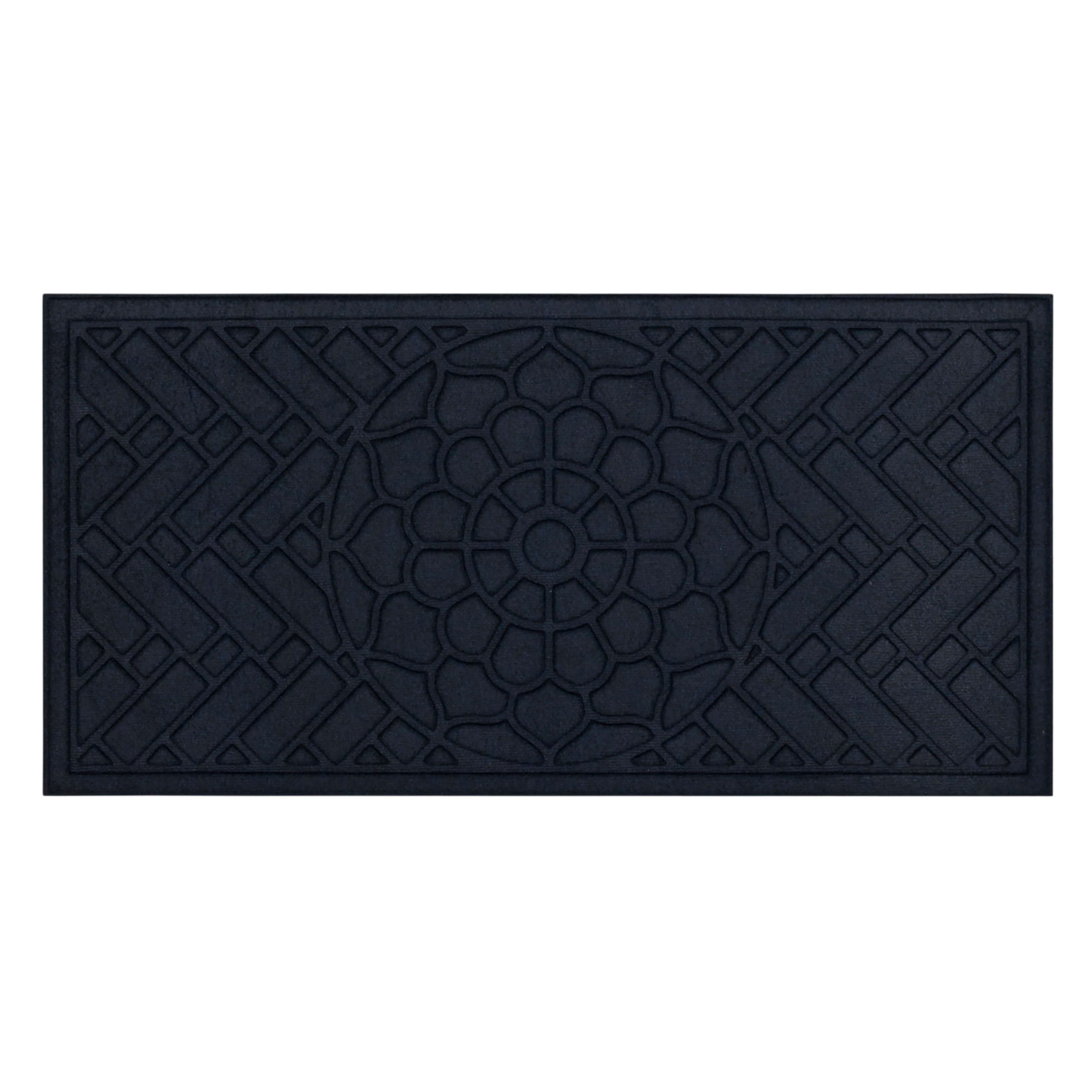 Mohawk Home Entry Recycled Rubber Non-Slip Indoor Outdoor Stoney Medallion Blue Oversize Doormat, 2' X 4'