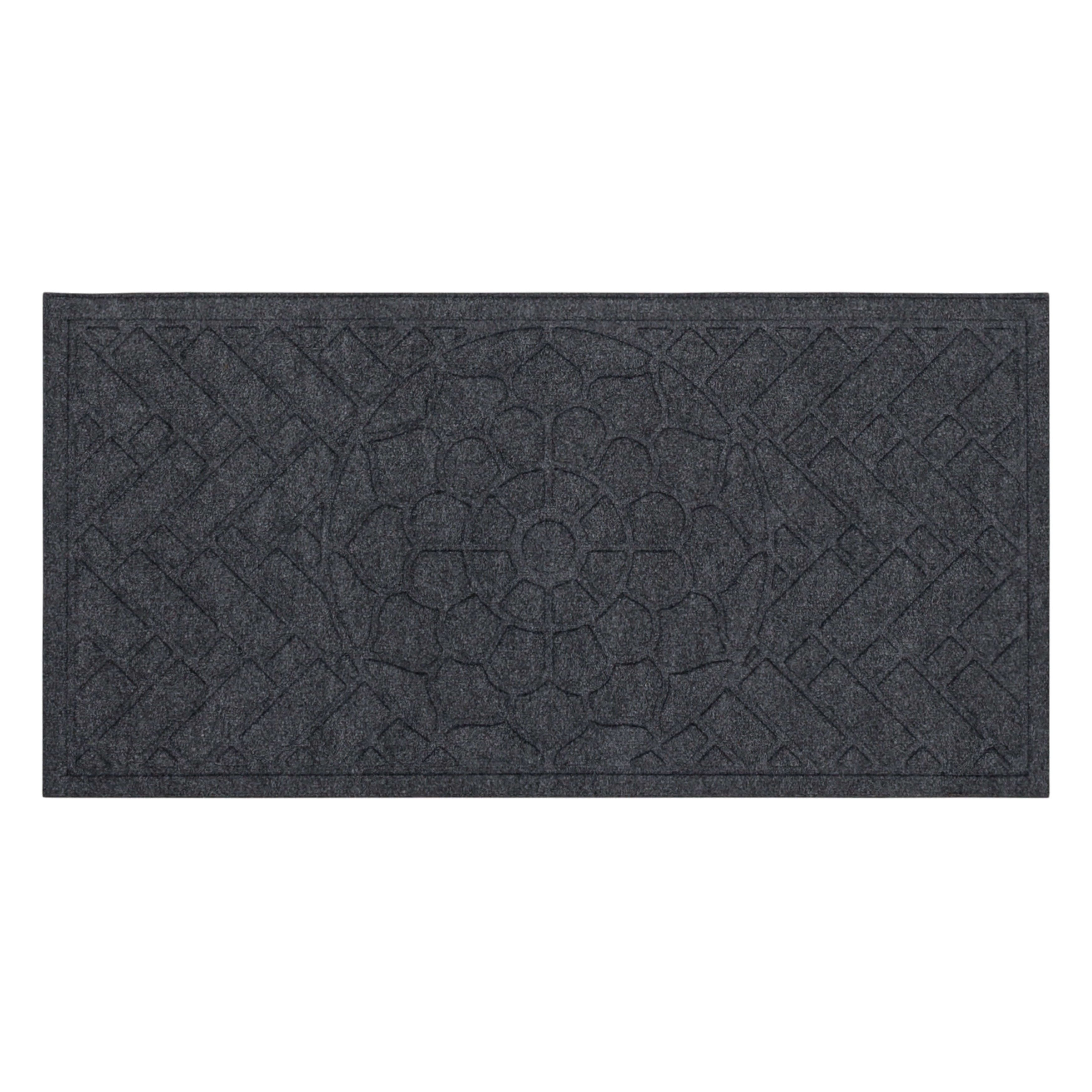 Gray 2' x 4' Recycled Rubber Outdoor Doormat with Textured Design