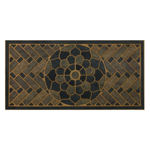 Mohawk Home Entry Recycled Rubber Non-Slip Indoor Outdoor Stoney Medallion Slate Oversize Doormat, 2' X 4'