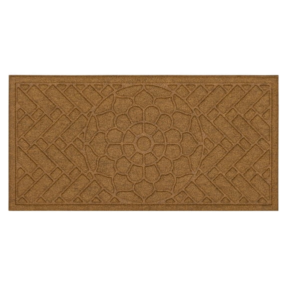 Mohawk Home Entry Recycled Rubber Non-Slip Indoor Outdoor Stoney Medallion Tan Oversize Doormat, 2' X 4'