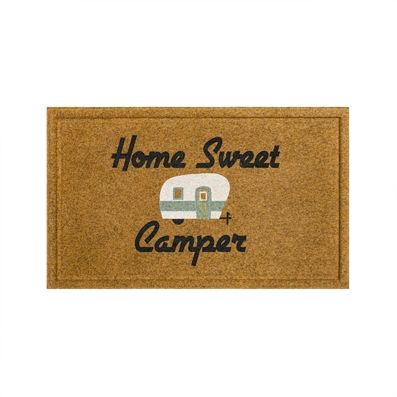 Mohawk Home Faux Coir Door Mat, Happy Sweet Camper, Natural, 1' 6" X 2' 6"