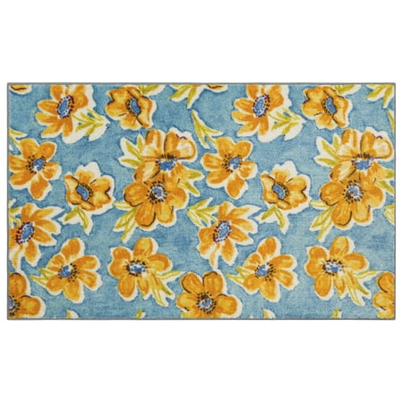 Mohawk Home Floral Transitional Area Rug, Blue/Orange/Yellow , 1' 6" x 2' 6"