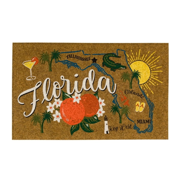 Mohawk Home Florida Indoor/Outdoor All Weather Polyester Rubber Backed Rectangle Doormat, Tan, 18" x 30"