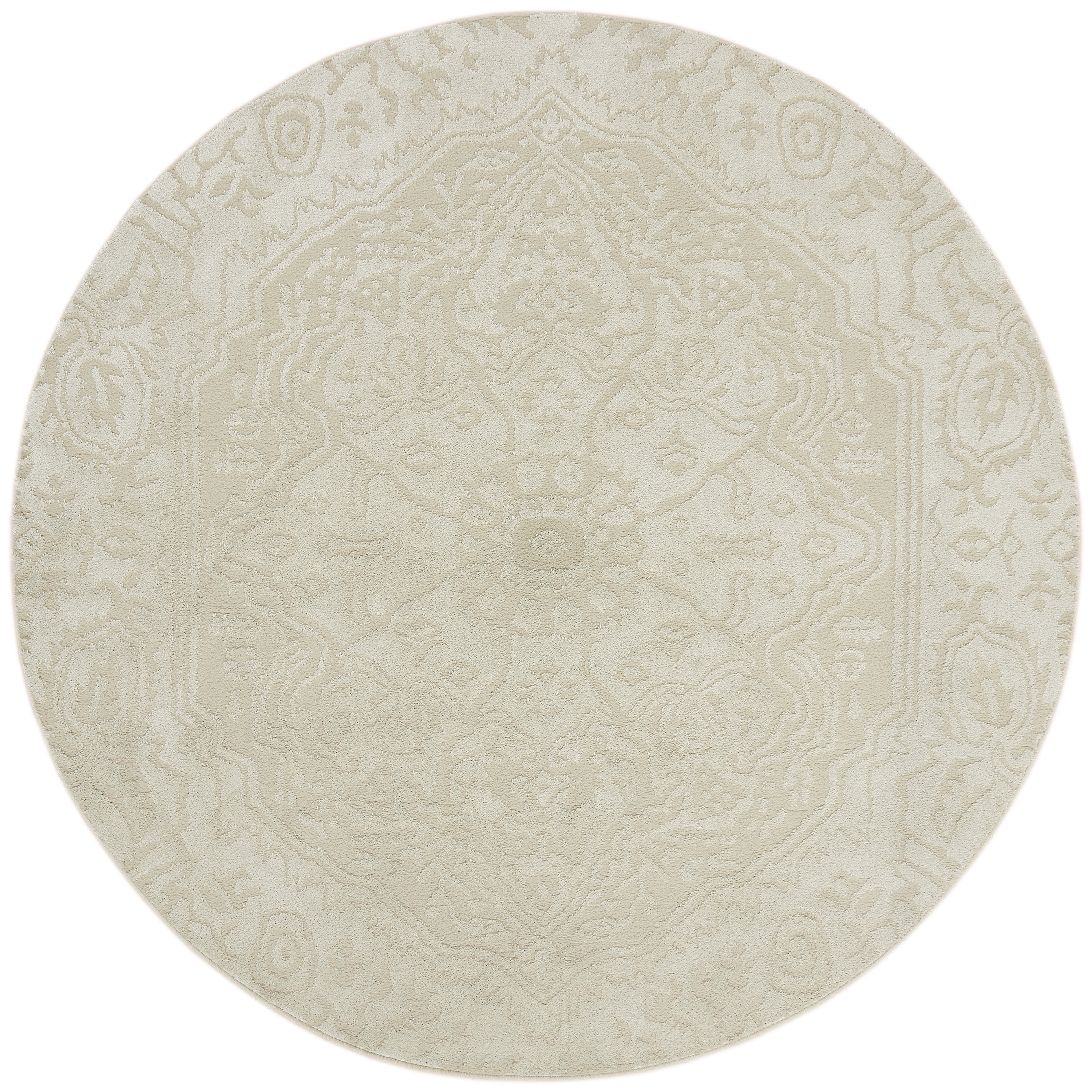 Mohawk Home Francesca Farmhouse Round Area Rug, Cream, 6' 6" x 6' 6