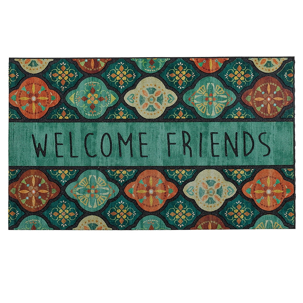 Multicolor Medallion Design Outdoor Rubber Door Mat