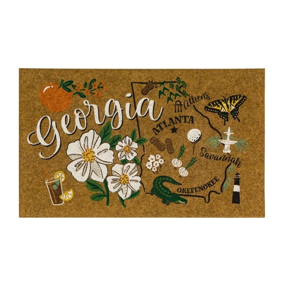 Mohawk Home Georgia Indoor/Outdoor All Weather Polyester Rubber Backed Rectangle Doormat, Tan, 18" x 30"