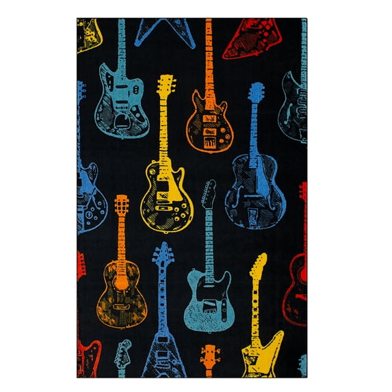 Mohawk Home Guitar Montage Printed Indoor Area Rug in Multi, 8'x10'