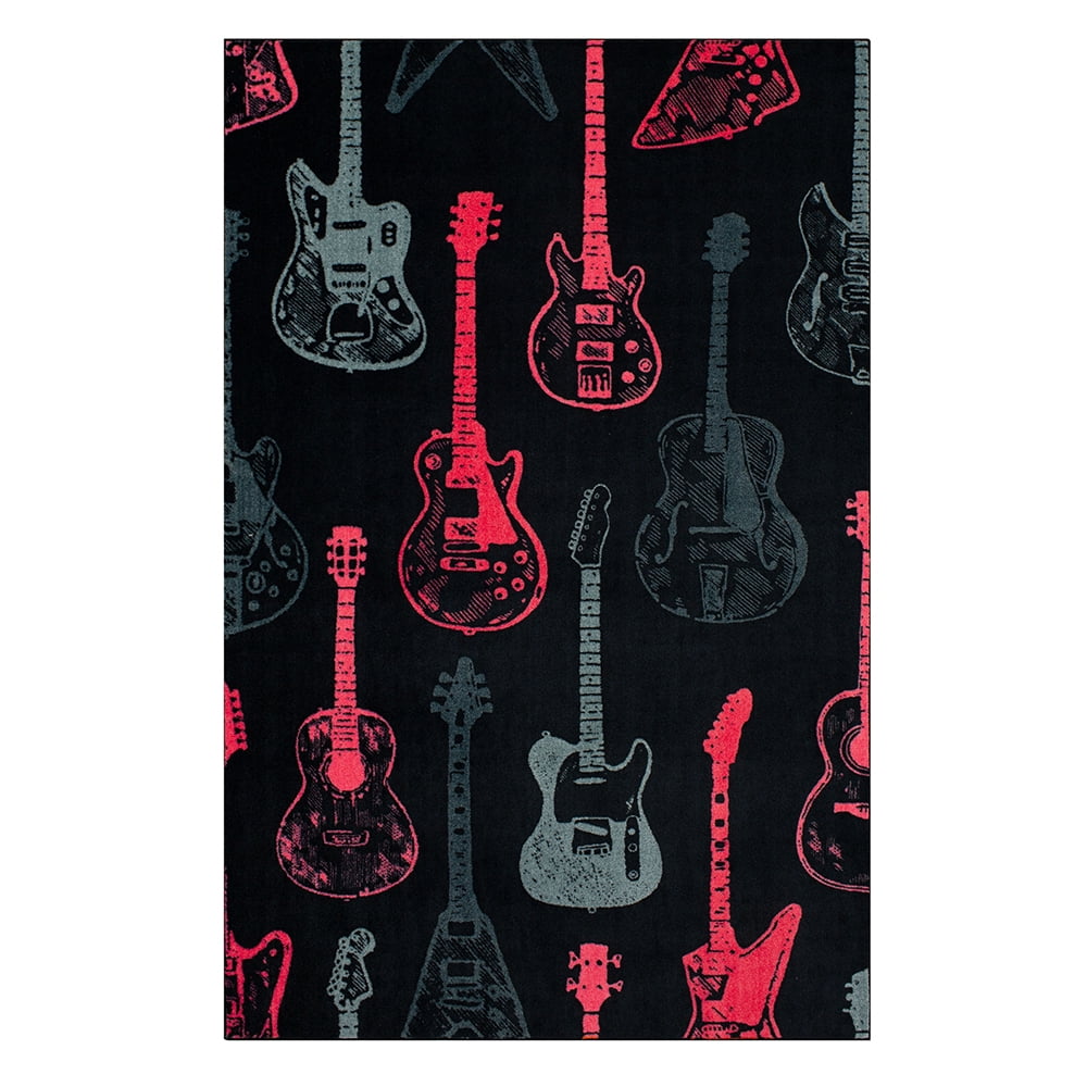 Mohawk Home Guitar Montage Printed Indoor Area Rug in Pink, 8'x10'