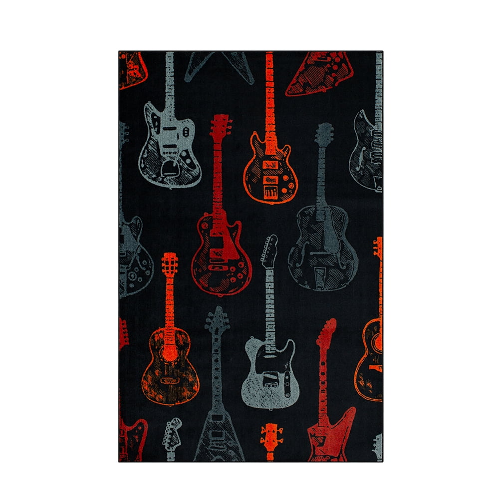 Mohawk Home Guitar Montage Printed Indoor Area Rug in Red, 8'x10'