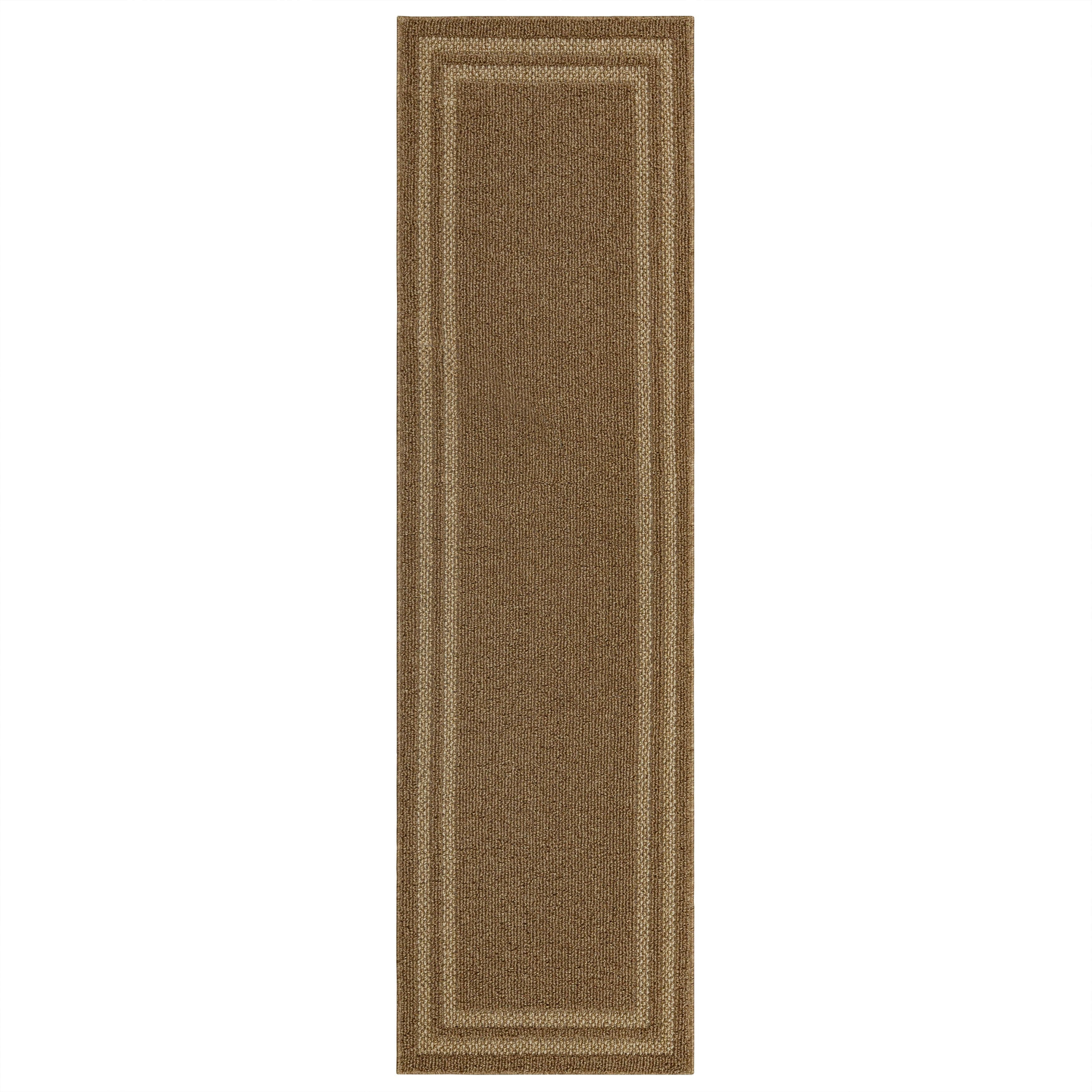 Mohawk Home Hall Border Tufted Polyester Indoor Area Rug, Praline/Tan, 2' x 7'