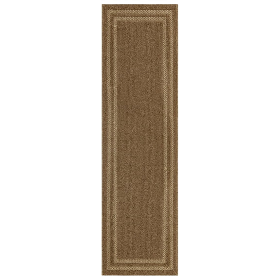 Mohawk Home Hall Border Tufted Polyester Indoor Area Rug, Praline/Tan, 2' x 7'