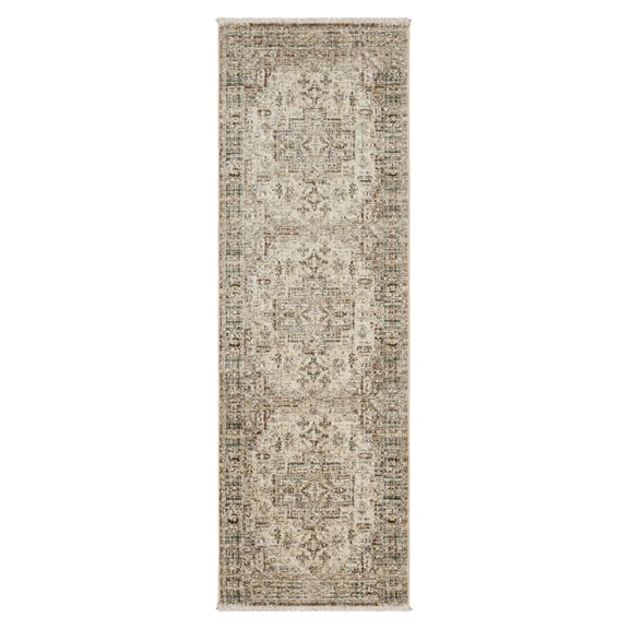 Mohawk Home Harlyn Plush Pile Machine Woven Stain/Fade Resistant Fringed Ornamental Indoor Area Rug , Cream, 2' 6" x 7' 10"