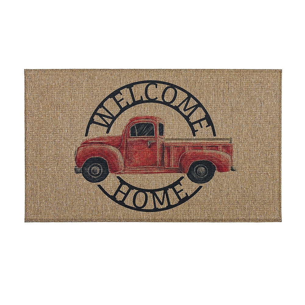 Harvest Chalk Home Beige and Red Rubber Outdoor Door Mat